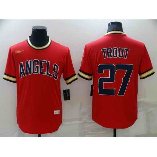 Men Los Angeles Angels #27 Mike Trout Red Cool Base Stitched jersey->los angeles angels->MLB Jersey