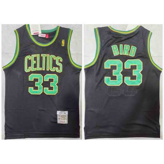 Men Boston Celtics #33 Larry Bird Black Throwback Stitched Jersey->->NBA Jersey