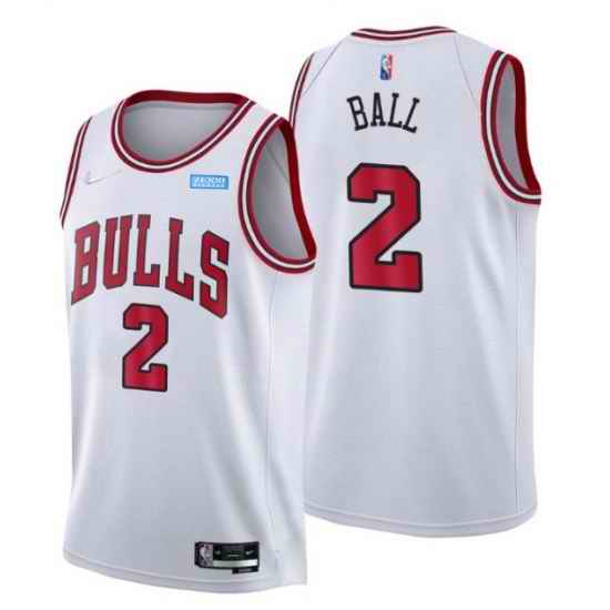 Men Chicago Bulls #2 Lonzo Ball 75th Anniversary White Swingman Stitched Basketball Jersey->chicago bulls->NBA Jersey