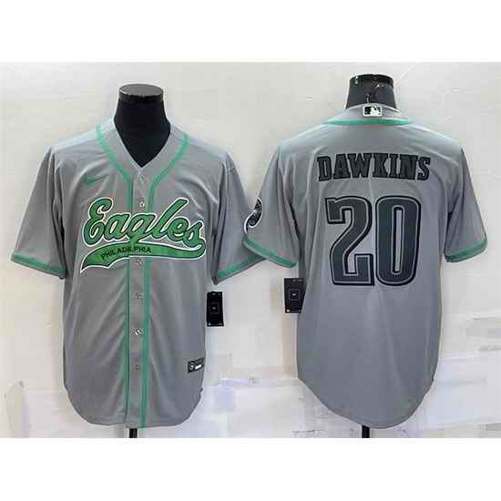 Men Philadelphia Eagles #20 Brian Dawkins Grey With Patch Cool Base Stitched Baseball Jersey->san francisco 49ers->NFL Jersey
