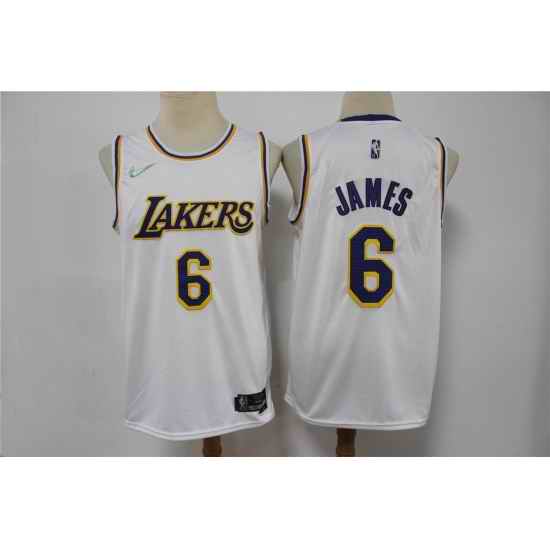 Men Los Angeles Lakers Lebron James #6 75th Anniversary White Nike Stitched Jersey->los angeles lakers->NBA Jersey
