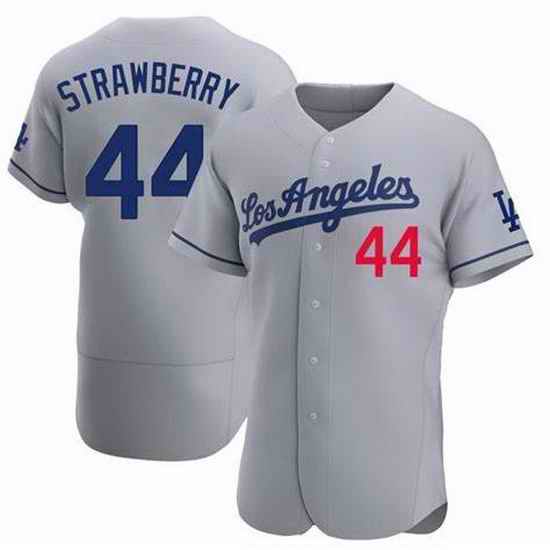 Men Nike Los Angeles Dodgers Darryl Strawberry #44 Gray Flex Base Stitched MLB Jersey->los angeles dodgers->MLB Jersey