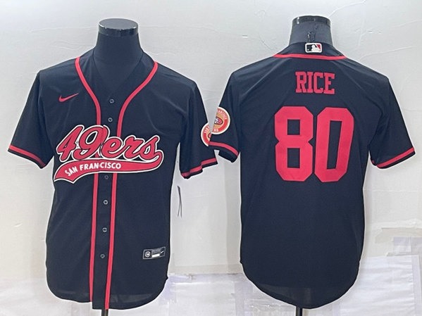 Men's San Francisco 49ers #80 Jerry Rice Black Cool Base Stitched Baseball Jersey->san francisco 49ers->NFL Jersey