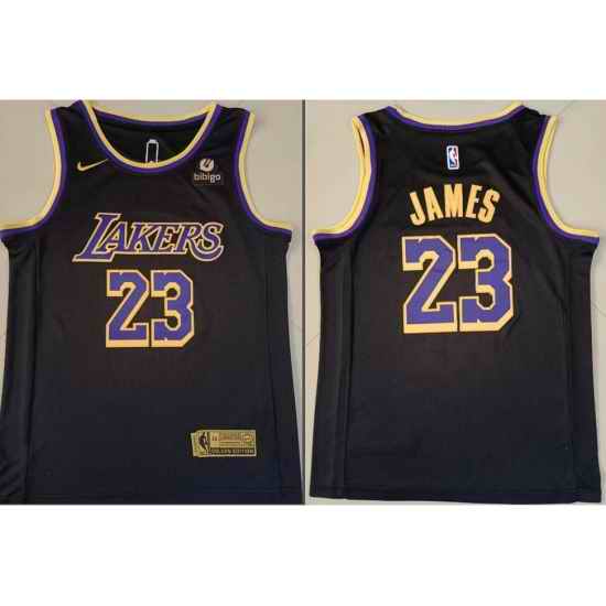 Men Los Angeles Lakers Lebron James #23 Black Purple Stitched NBA Jersey->los angeles lakers->NBA Jersey