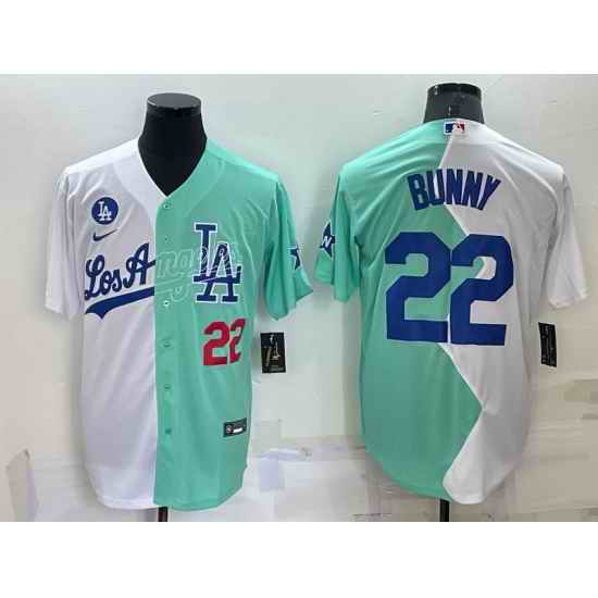 Men Los Angeles Dodgers #22 Bad Bunny 2022 All Star White Green Cool Base Stitched Baseball Jersey->los angeles dodgers->MLB Jersey
