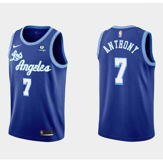 Men Los Angeles Lakers #7 Carmelo Anthony Blue Bibigo Stitched NBA Jersey->los angeles lakers->NBA Jersey