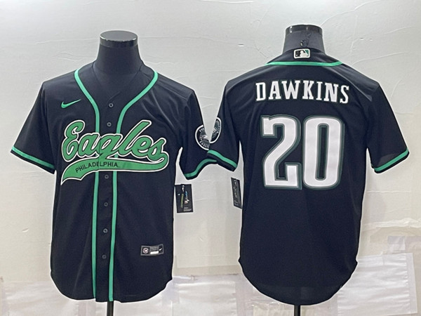 Men's Philadelphia Eagles #20 Brian Dawkins Black Cool Base Stitched Baseball Jersey->new york giants->NFL Jersey