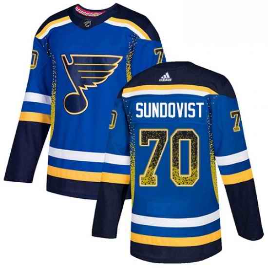 Mens Adidas St Louis Blues #70 Oskar Sundqvist Authentic Blue Drift Fashion NHL Jersey->st.louis blues->NHL Jersey