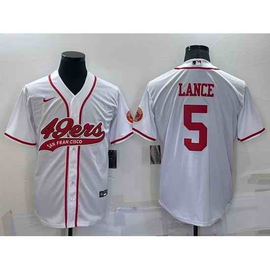 Men San Francisco 49ers #5 Trey Lance White Cool Base Stitched Baseball Jersey->san francisco 49ers->NFL Jersey