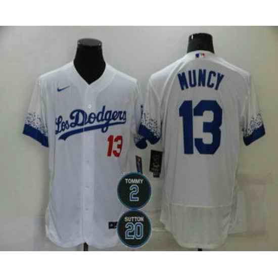 Men Los Angeles Dodgers 13 Max Muncy White #2 20 Patch City Connect Flex Base Stitched Jersey->los angeles dodgers->MLB Jersey