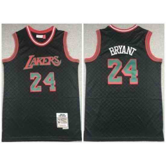 Men Black Los Angeles Lakers #24 Kobe Bryant 2007 08 Mitchell  26 Ness Hardwood Classics Stitched Jersey->->NBA Jersey
