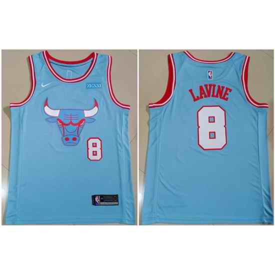 Men Chicago Bulls #8 Zach LaVine Light Blue Stitched Basketball Jersey->chicago bulls->NBA Jersey