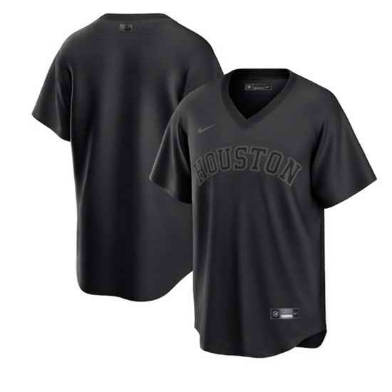 Men Houston Astros Blank Black Pitch Black Fashion Replica Stitched Jersey->los angeles dodgers->MLB Jersey
