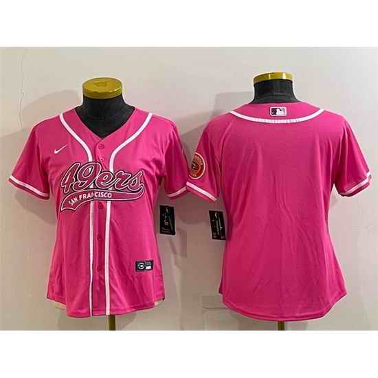 Women San Francisco 49ers Blank Pink With Patch Cool Base Stitched Baseball Jersey->women nfl jersey->Women Jersey