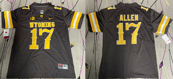 Men's Buffalo Bills #17 Josh Allen Brown Wyoming Stitched Jersey->buffalo bills->NFL Jersey