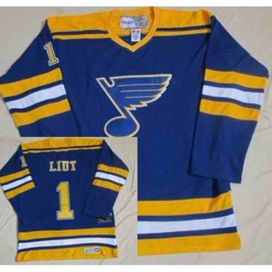 St.Louis Blues #1 Mike Liut Blue Throwback CCM Jersey->st.louis blues->NHL Jersey