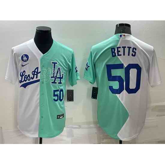Men Los Angeles Dodgers #50 Mookie Betts 2022 All Star White Green Cool Base Stitched Baseball Jerseys->los angeles dodgers->MLB Jersey