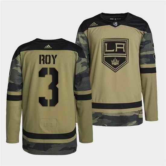 Men Los Angeles Kings #3 Matt Roy 2022 Camo Military Appreciation Night Stitched jersey->florida panthers->NHL Jersey
