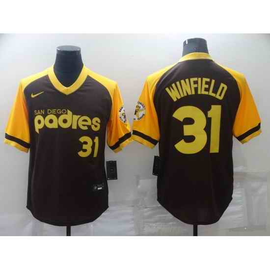 Men San Diego Padres #31 Dave Winfield Brown Stitched jersey->san diego padres->MLB Jersey