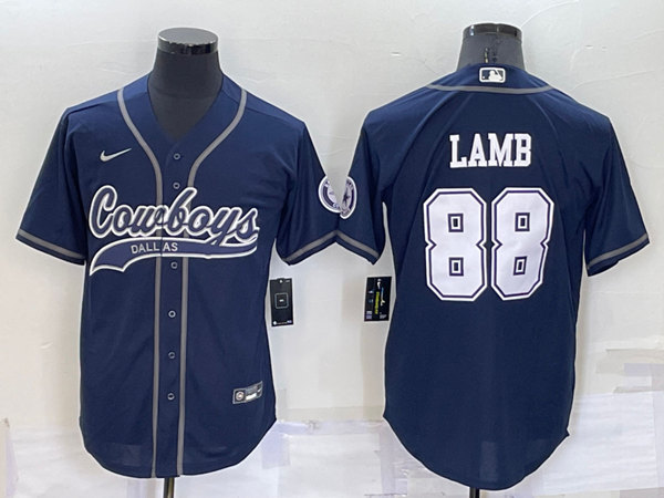 Men's Dallas Cowboys #88 CeeDee Lamb Navy Cool Base Stitched Baseball Jersey->dallas cowboys->NFL Jersey
