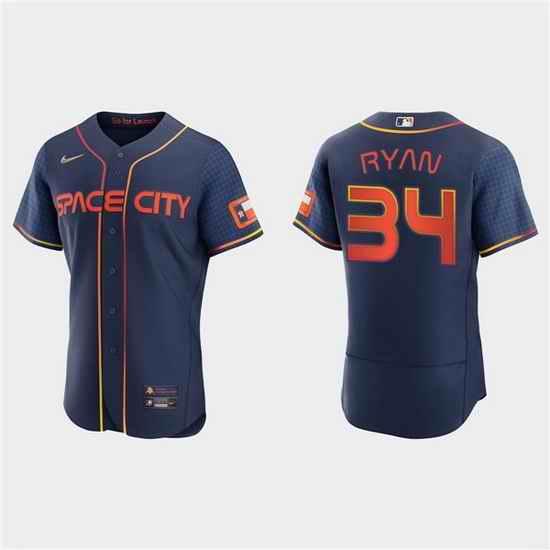 Men Houston Astros #34 Nolan Ryan 2022 Navy City Connect Flex Base Stitched Baseball jersey->houston astros->MLB Jersey