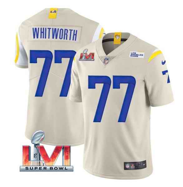 Nike Rams #77 Andrew Whitworth Bone 2022 Super Bowl LVI Vapor Limited Jersey->los angeles rams->NFL Jersey