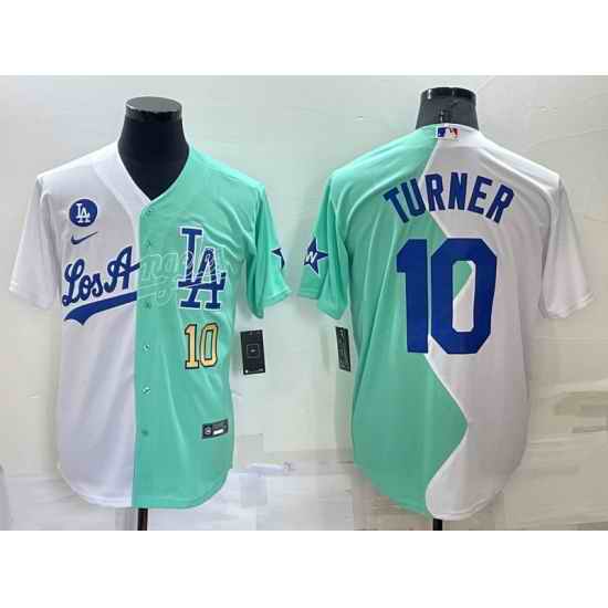 Men Los Angeles Dodgers #10 Justin Turner 2022 All Star White Green Cool Base Baseball Jerseys->los angeles dodgers->MLB Jersey