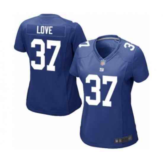 Women York Giants #37 Julian Love Blue Vapor Untouchable Limited Player Football Jersey->women nfl jersey->Women Jersey