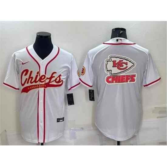 Men Kansas City Chiefs White Team Big Logo With Patch Cool Base Stitched Baseball Jersey->kansas city chiefs->NFL Jersey
