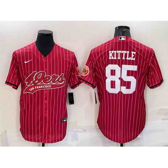Men San Francisco 49ers #85 George Kittle Red With Patch Cool Base Stitched Baseball Jersey->san francisco 49ers->NFL Jersey