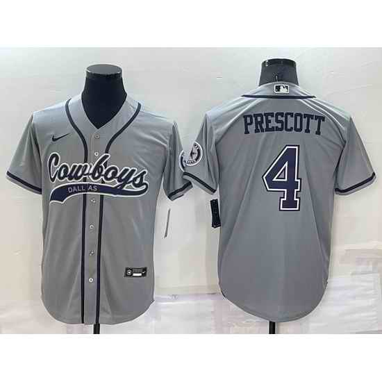 Men Dallas Cowboys #4 Dak Prescott Grey Cool Base Stitched Baseball Jersey->dallas cowboys->NFL Jersey