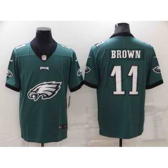 Men Philadelphia Eagles #11 A J Brown Green Team Big Logo Limited Stitched jersey->philadelphia eagles->NFL Jersey