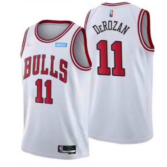 Men Chicago Bulls #11 DeMar DeRozan 75th Anniversary White Swingman Stitched Basketball Jersey->chicago bulls->NBA Jersey