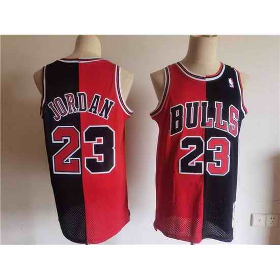 Men Chicago Bulls #23 Michael Jordan Red Black Split Throwback Stitched Jersey->washington wizards->NBA Jersey