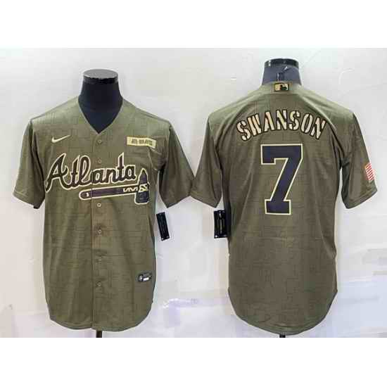 Men Atlanta Braves #7 Dansby Swanso Camo Salute To Service Cool Base Stitched Jersey->minnesota twins->MLB Jersey