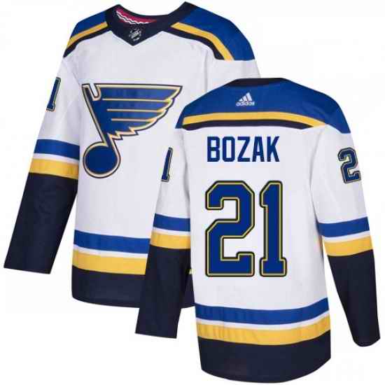 Youth Adidas St Louis Blues #21 Tyler Bozak Authentic White Away NHL Jersey->youth nhl jersey->Youth Jersey