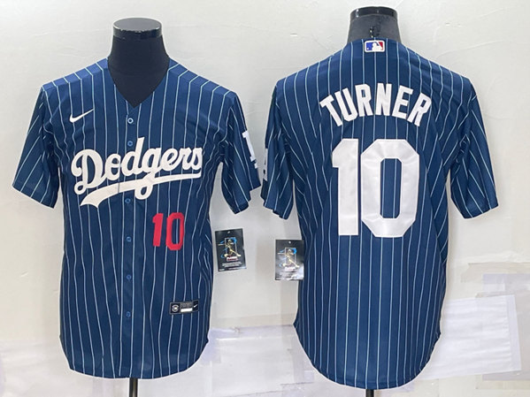 Men's Los Angeles Dodgers #10 Justin Turner Navy Cool Base Stitched Baseball Jersey->los angeles dodgers->MLB Jersey