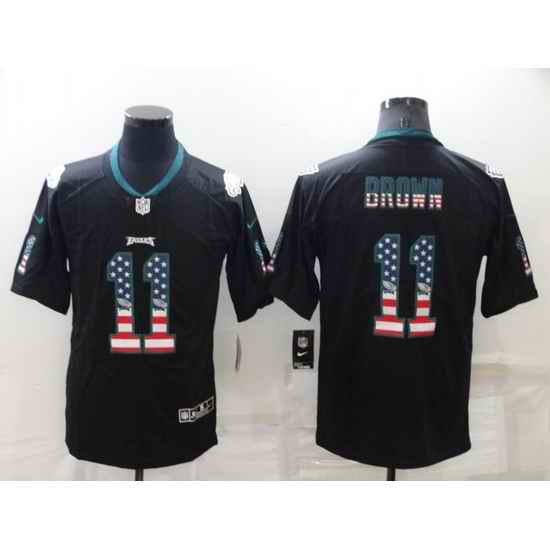 Men Philadelphia Eagles #11 A J Brown Black USA Flag Color Rush Limited Stitched Jerse->philadelphia eagles->NFL Jersey