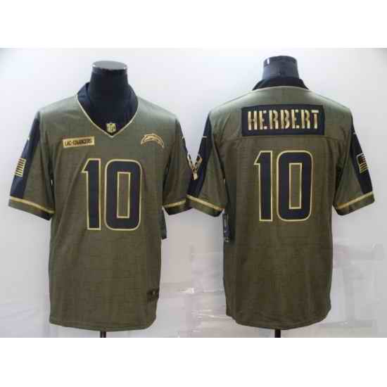 Men's Los Angeles Chargers #10 Justin Herbert Nike Gold 2021 Salute To Service Limited Player Jersey->kansas city chiefs->NFL Jersey