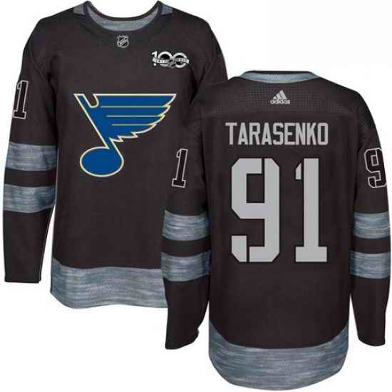 Mens Adidas St Louis Blues #91 Vladimir Tarasenko Authentic Black 1917 2017 100th Anniversary NHL Jersey->san francisco 49ers->NFL Jersey