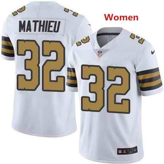 Women New Orleans Saints #32 Tyrann Mathieu White Color Rush Limited Stitched Jerse->women nfl jersey->Women Jersey