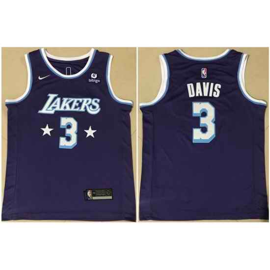 Men Los Angeles Lakers #3 Anthony Davis Bibigo Purple City Edition Stitched Jersey->los angeles lakers->NBA Jersey