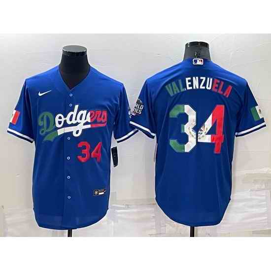 Men Los Angeles Dodgers #34 Toro Valenzuela Royal Mexico Cool Base Stitched Baseball Jersey->los angeles dodgers->MLB Jersey