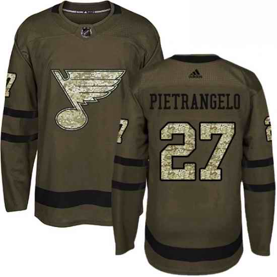 Mens Adidas St Louis Blues #27 Alex Pietrangelo Premier Green Salute to Service NHL Jersey->st.louis blues->NHL Jersey