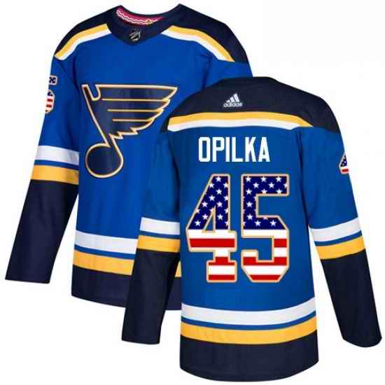 Mens Adidas St Louis Blues #45 Luke Opilka Authentic Blue USA Flag Fashion NHL Jersey->st.louis blues->NHL Jersey
