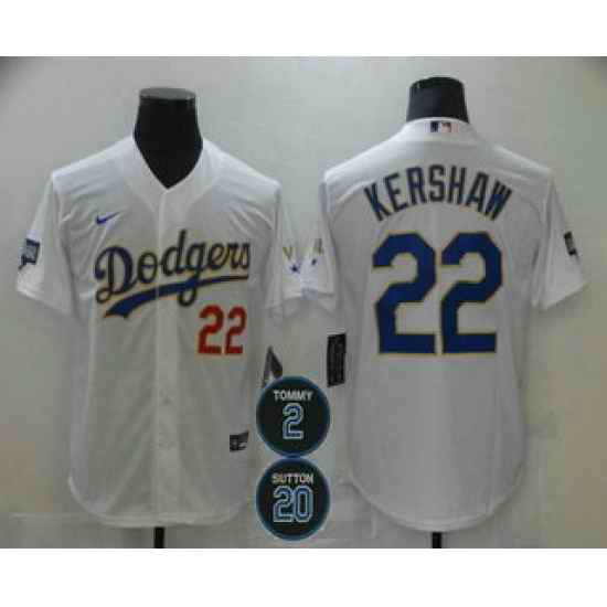 Men Los Angeles Dodgers 22 Clayton Kershaw Red Number White Gold #2 20 Patch Stitched MLB Cool Base Nike Jersey->los angeles dodgers->MLB Jersey