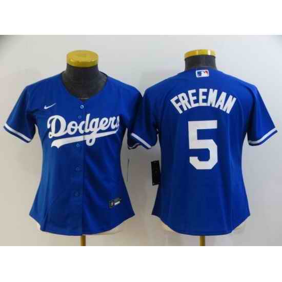 Women's Nike Los Angeles Dodgers #5 Freddie Freeman Blue Jersey->women mlb jersey->Women Jersey