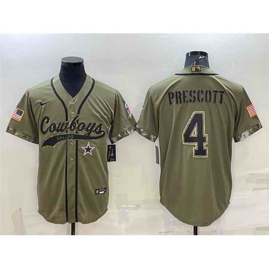 Men Dallas Cowboys #4 Dak Prescott 2022 Olive Salute To Service Cool Base Stitched Baseball Jersey->cincinnati bengals->NFL Jersey