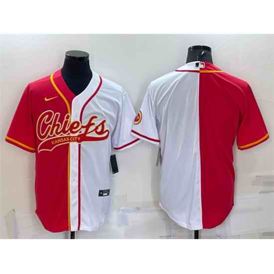 Men Kansas City Chiefs Blank Red White Split With Patch Cool Base Stitched Baseball Jersey->kansas city chiefs->NFL Jersey