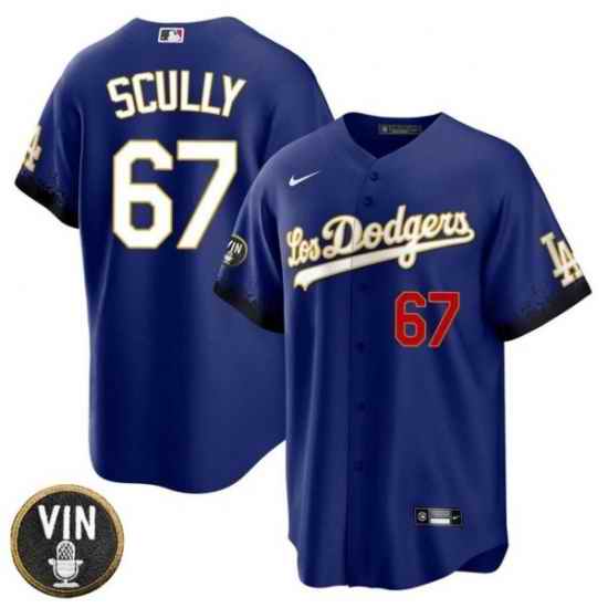Men Los Angeles Dodgers #67 Vin Scully 2022 Navy Vin Scully Patch Cool Base Stitched Baseball Jersey->los angeles dodgers->MLB Jersey